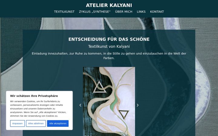 Screenshot of kalyani-textilkunst.de