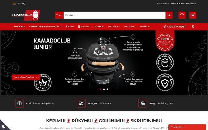 Snímek obrazovky kamadoclub.lt