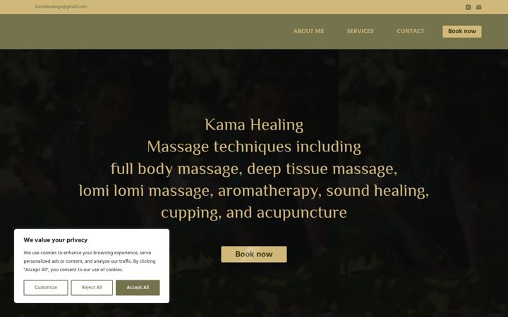 Screenshot of kamahealing.co.uk