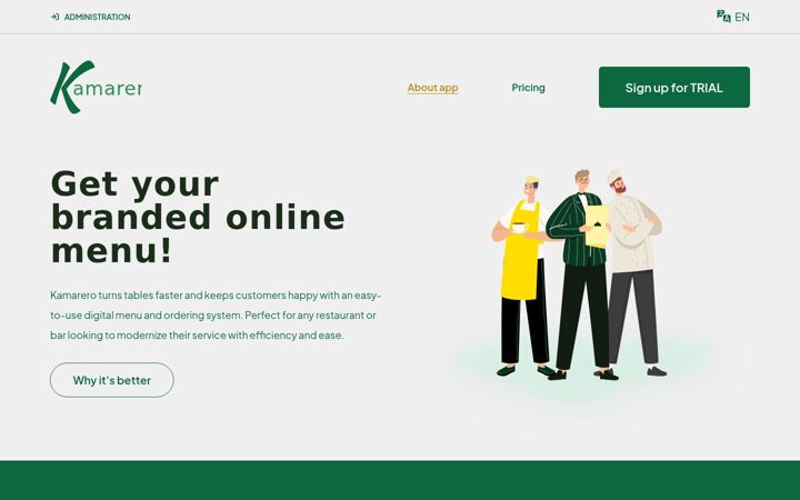 Screenshot of kamarero.com