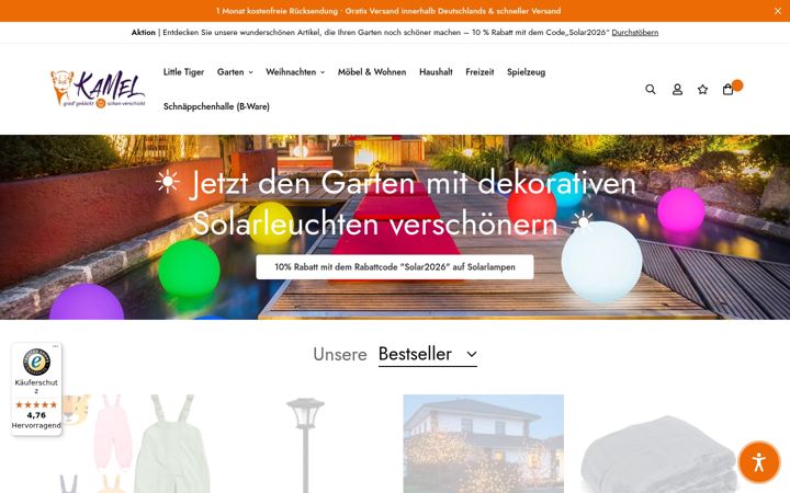 Screenshot of kamelshopping.de
