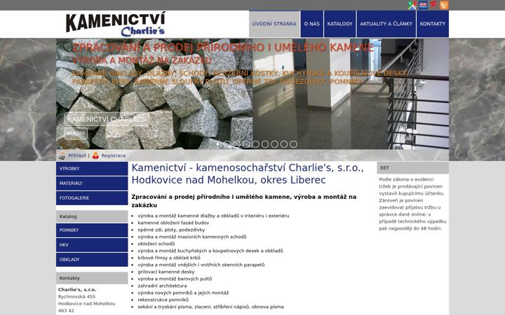 Screenshot of kamenictvicharlies.cz