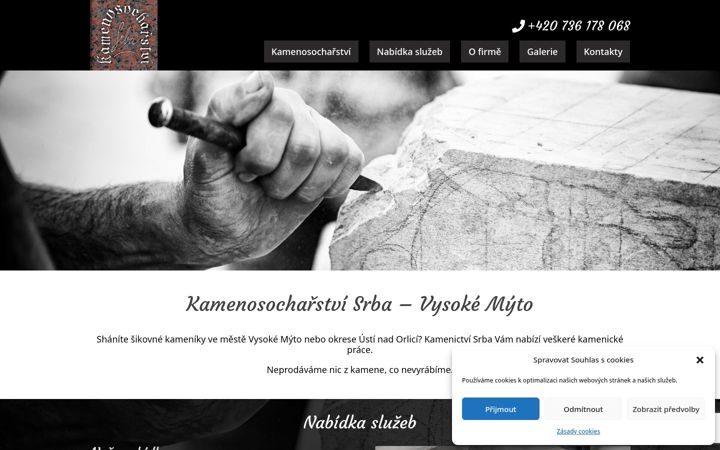Screenshot of kamenictvisrba-vysokemyto.cz