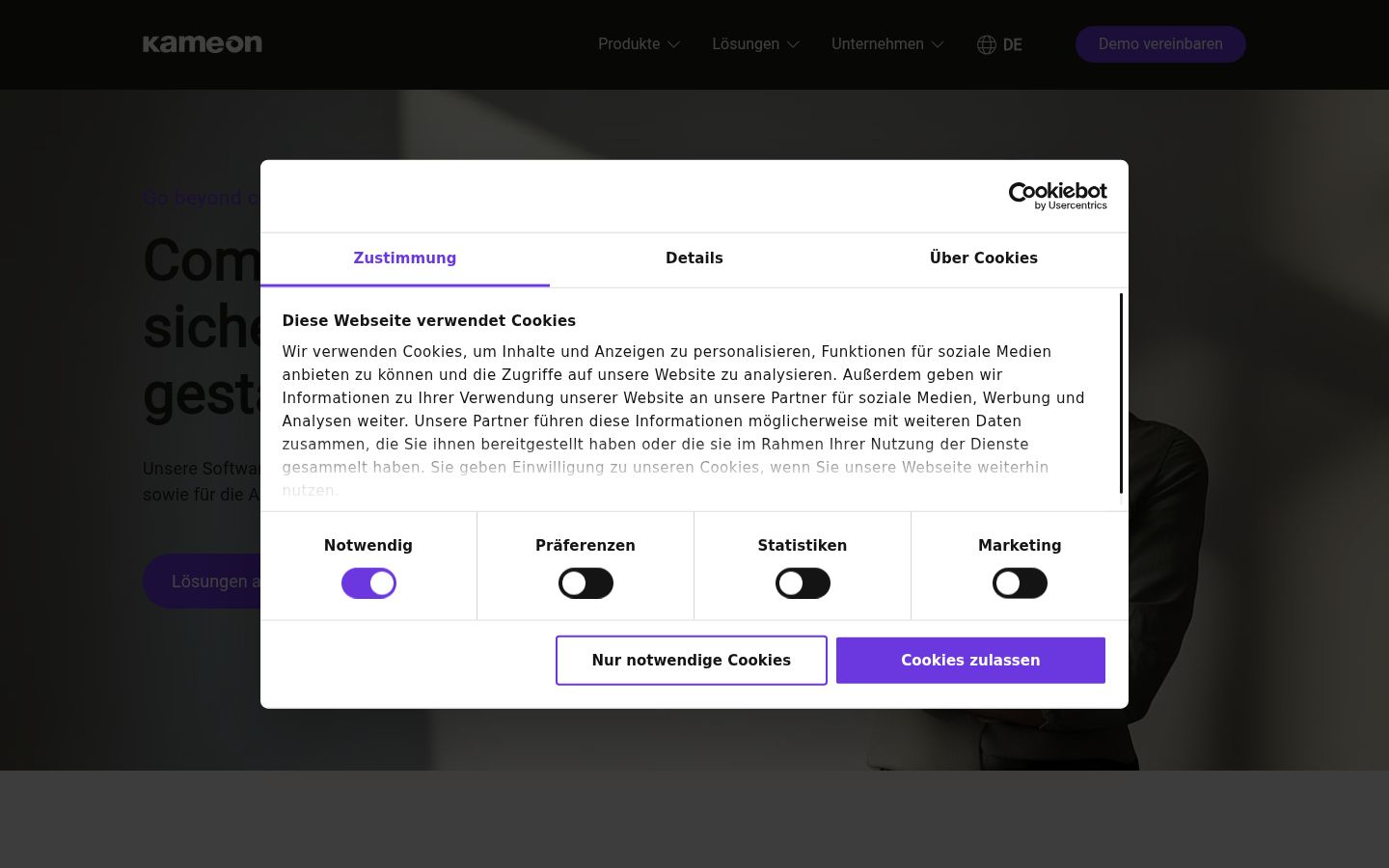 Screenshot del banner di consenso mostrato prima di qualsiasi interazione