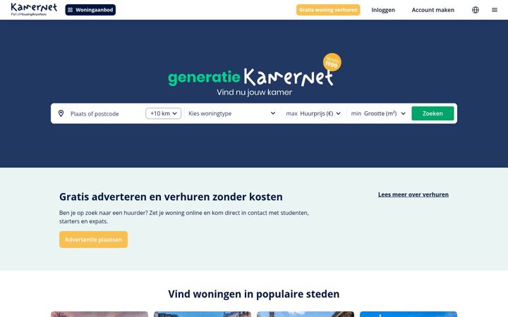 Screenshot of kamernet.nl