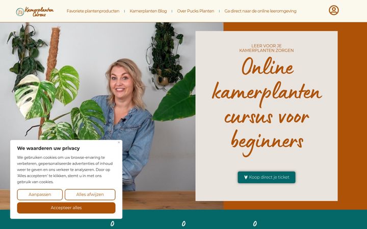 Screenshot of kamerplantencursus.nl