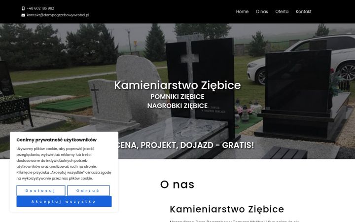 Screenshot of kamieniarstwo-nagrobki-ziebice.pl