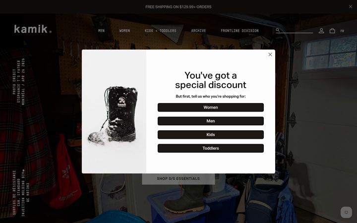 Screenshot of kamik.com