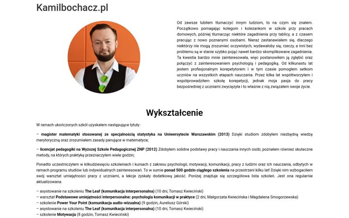 Captura de pantalla de kamilbochacz.pl