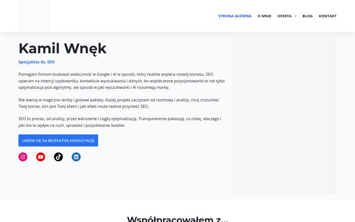 Screenshot of kamilwnek.pl