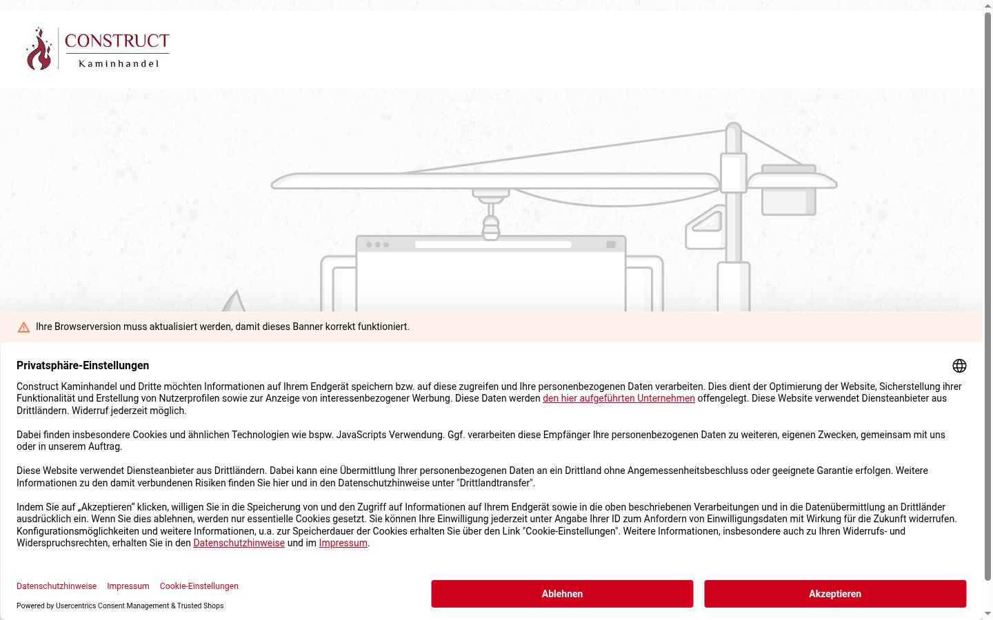 Screenshot des Einwilligungsbanners vor jeglicher Interaktion