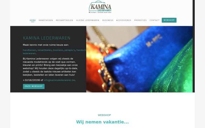 Screenshot of kaminalederwaren.be