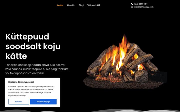 Screenshot of kaminapuu.com