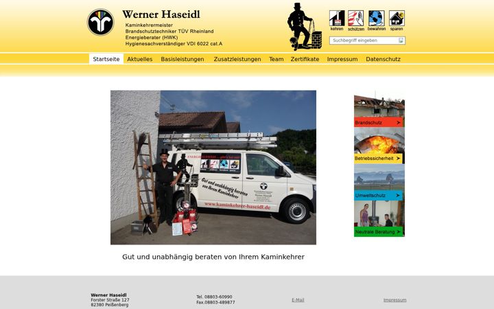 Screenshot of kaminkehrer-haseidl.de