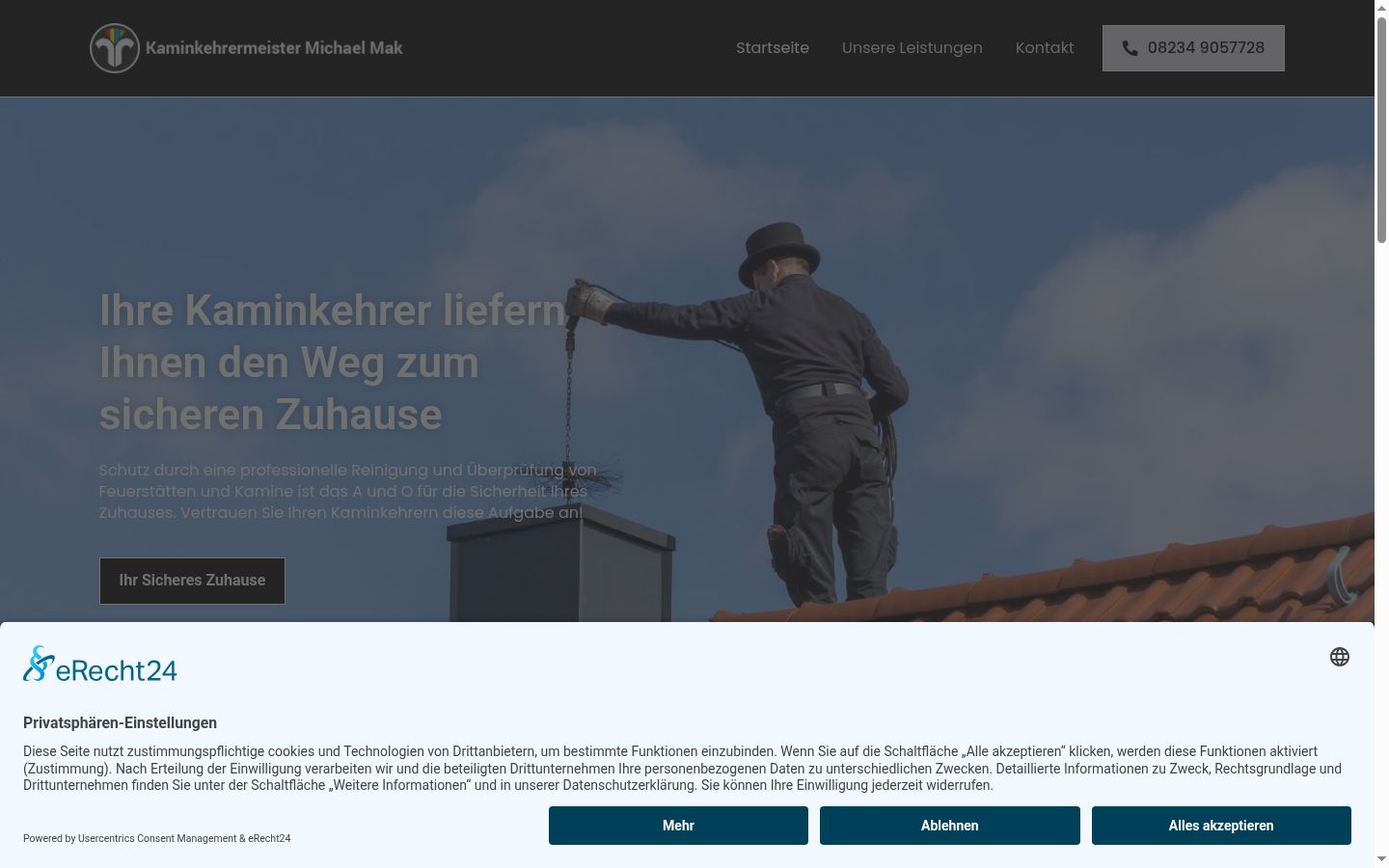 Screenshot del banner di consenso mostrato prima di qualsiasi interazione