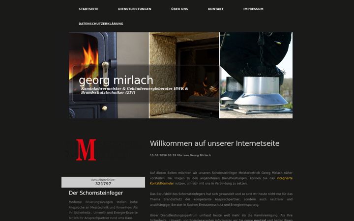 Screenshot of kaminkehrer-mirlach.de