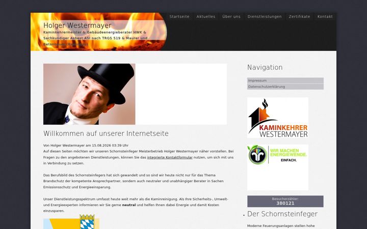 Screenshot of kaminkehrer-westermayer.de