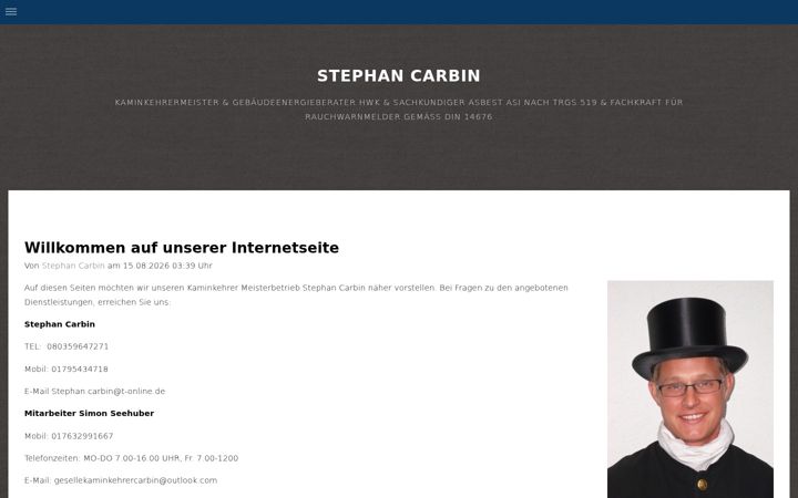 Screenshot of kaminkehrercarbin.de