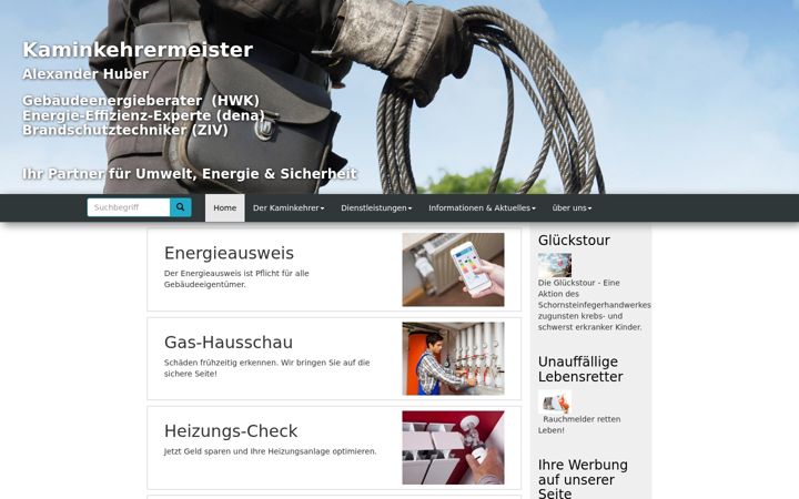 Screenshot of kaminkehrermeister-huber.de
