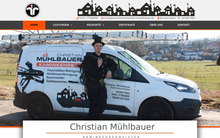 Screenshot of kaminkehrermeister-muehlbauer.de