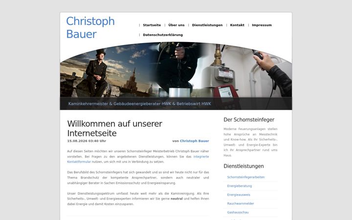 Screenshot of kaminkehrermeisterchristophbauer.de