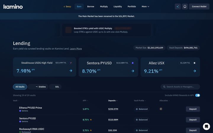 Screenshot of kamino.finance