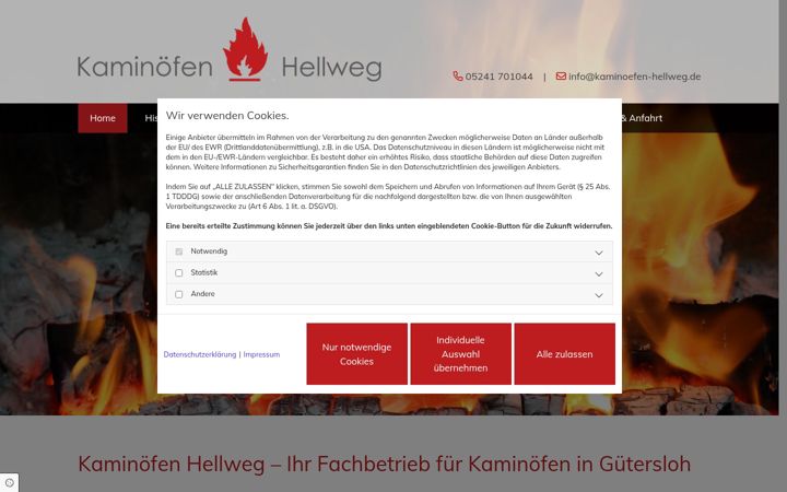 Screenshot of kaminoefen-hellweg.de