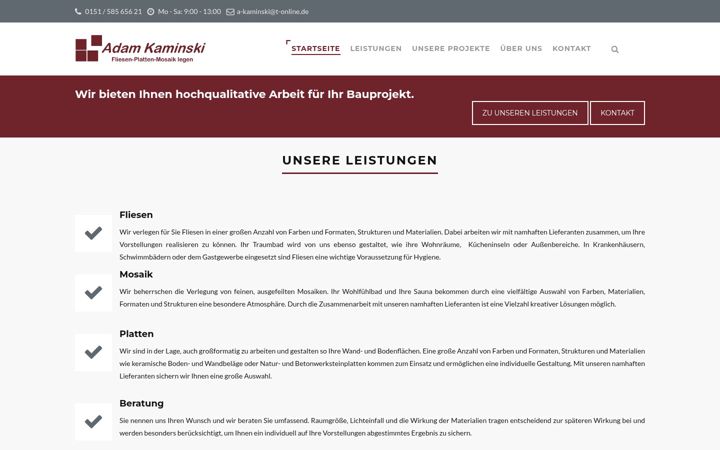 Screenshot of kaminski-fliesen.de