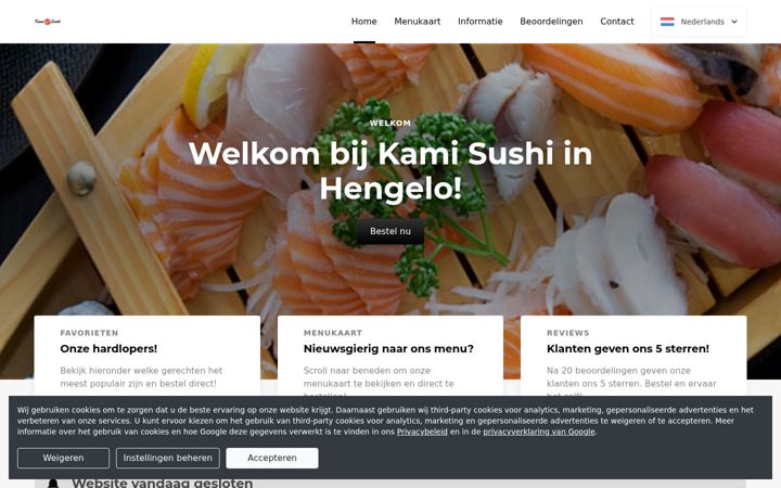 Screenshot of kamisushionline.nl