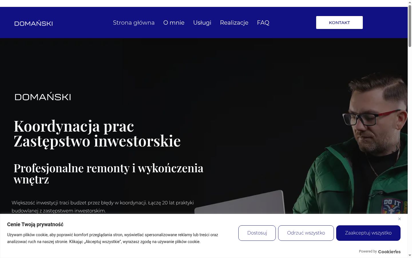Screenshot del banner di consenso mostrato prima di qualsiasi interazione