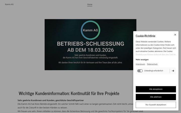 Screenshot of kamm-ag.ch