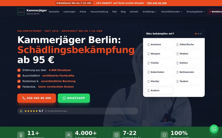 Screenshot of kammerjaeger-absolut.de