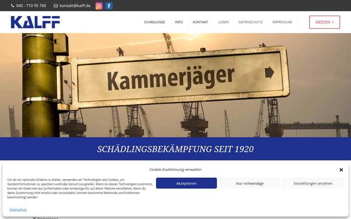Screenshot of kammerjaeger-in-hamburg.de