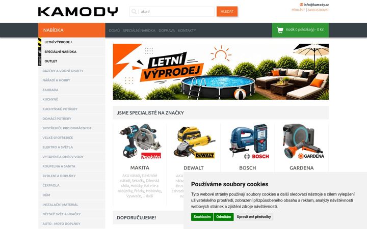 Екранна снимка на kamody.cz