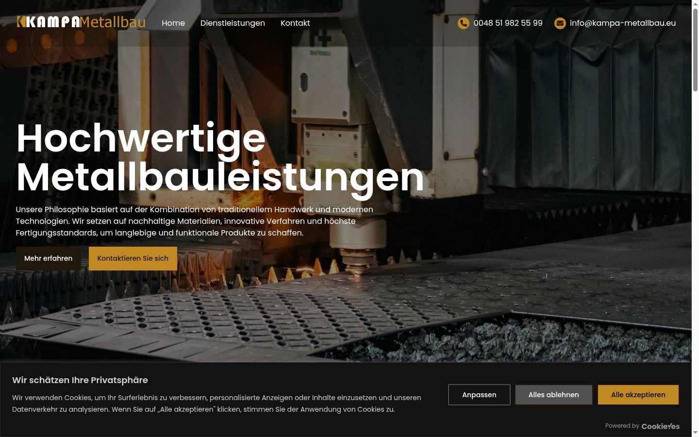 Screenshot des Einwilligungsbanners vor jeglicher Interaktion