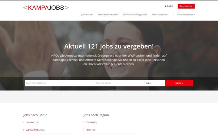Screenshot of kampajobs.ch
