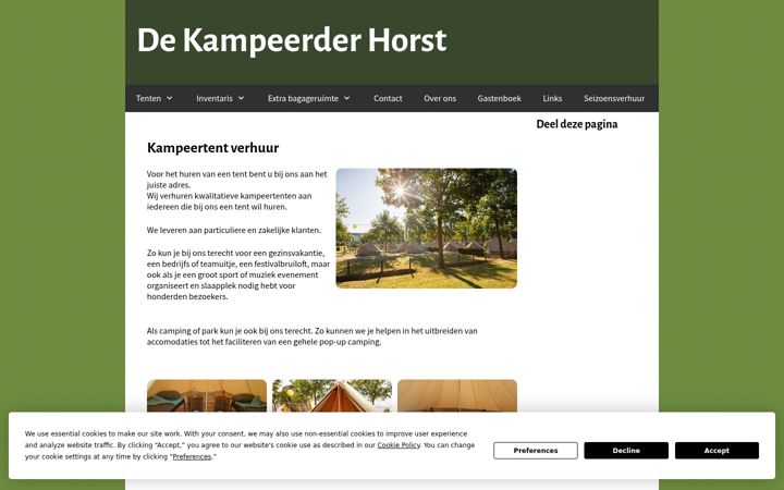 Screenshot of kampeertentverhuur.com
