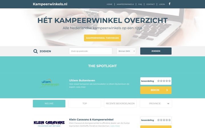 Screenshot of kampeerwinkels.nl