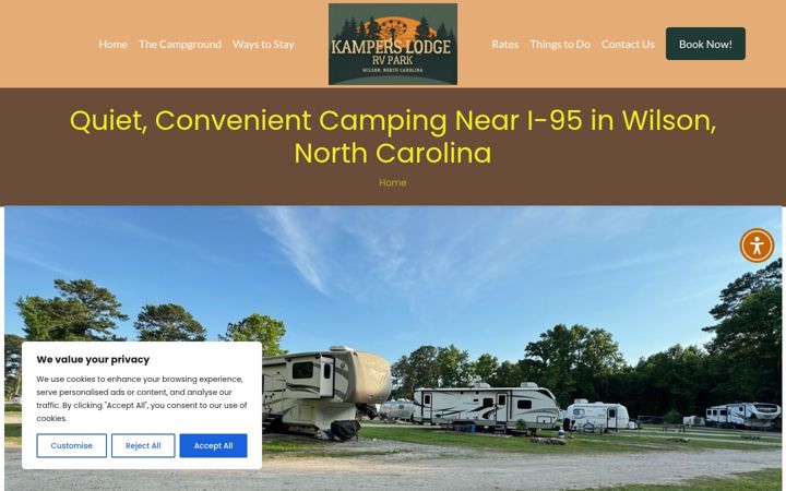 Screenshot of kamperslodge.com