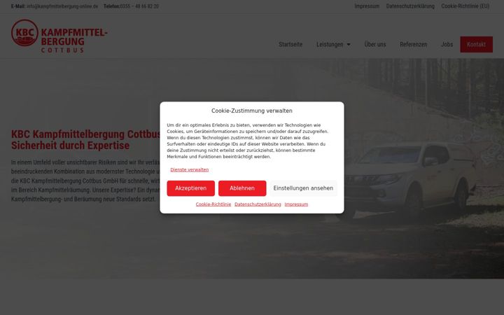 Screenshot of kampfmittelbergung-online.de