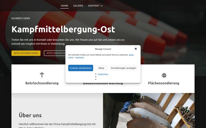 Screenshot of kampfmittelbergung-ost.de