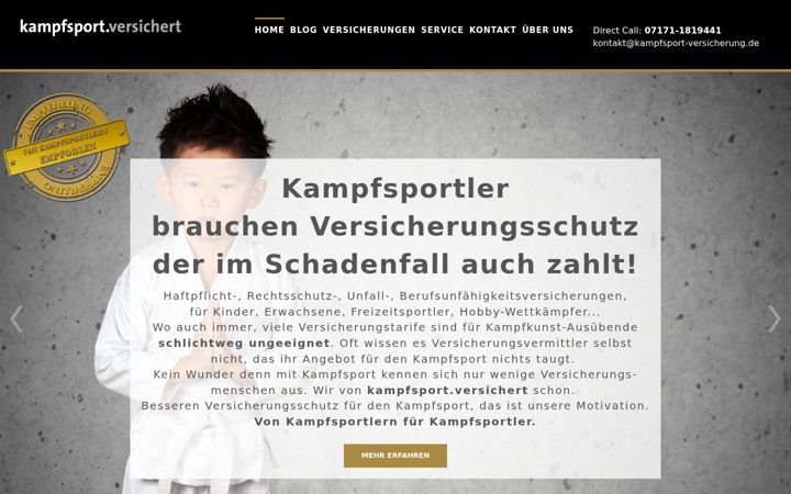 Screenshot of kampfsport-versicherung.de