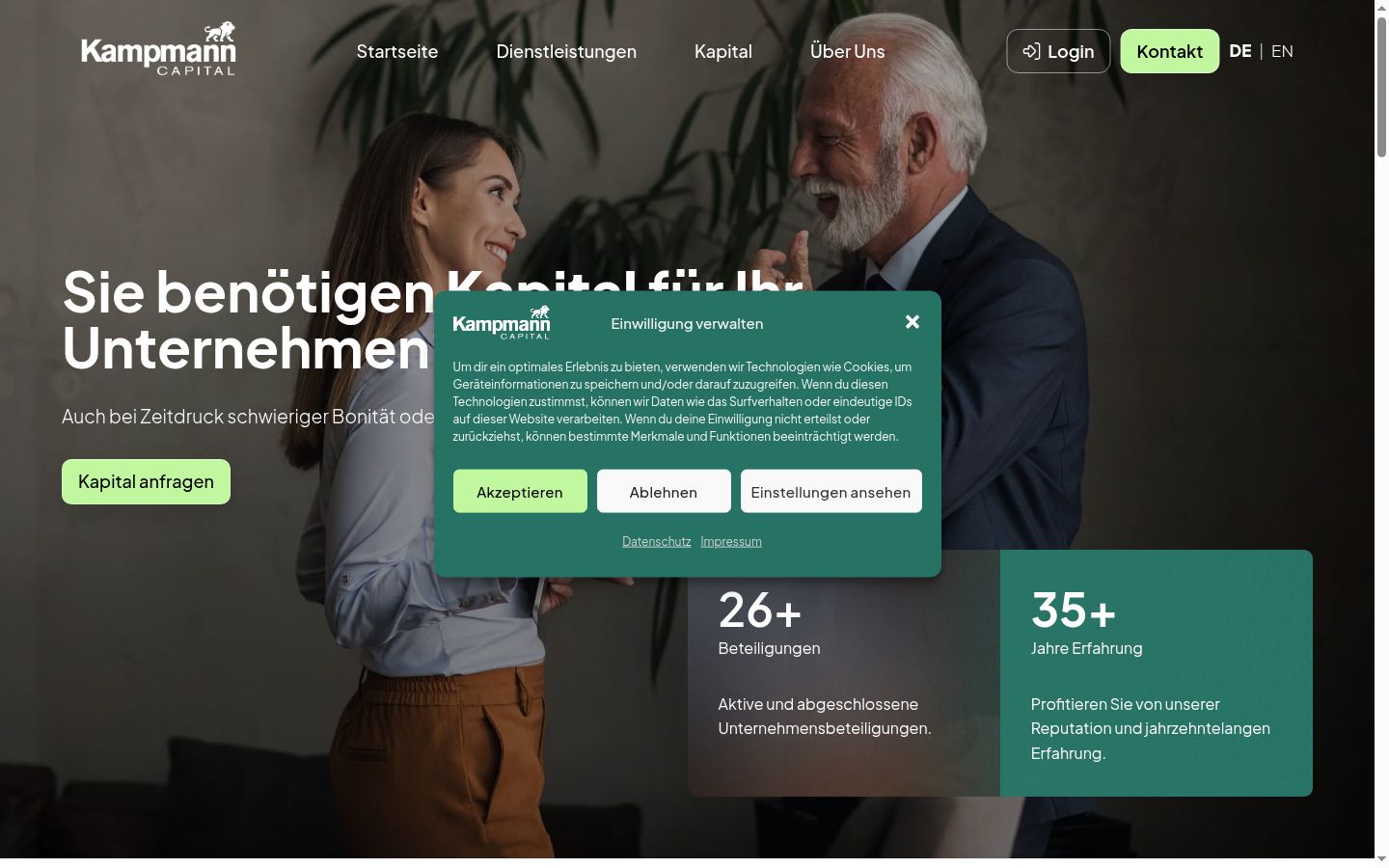 Skjermbilde av samtykkebanneret slik det vises før noen interaksjon