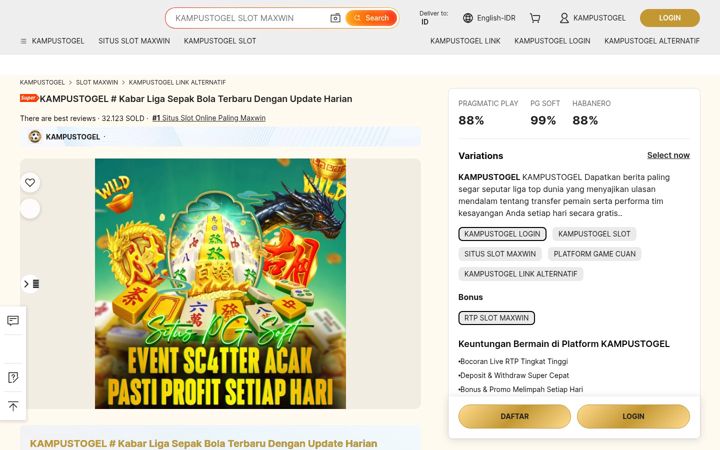 Screenshot of kampustogel.org