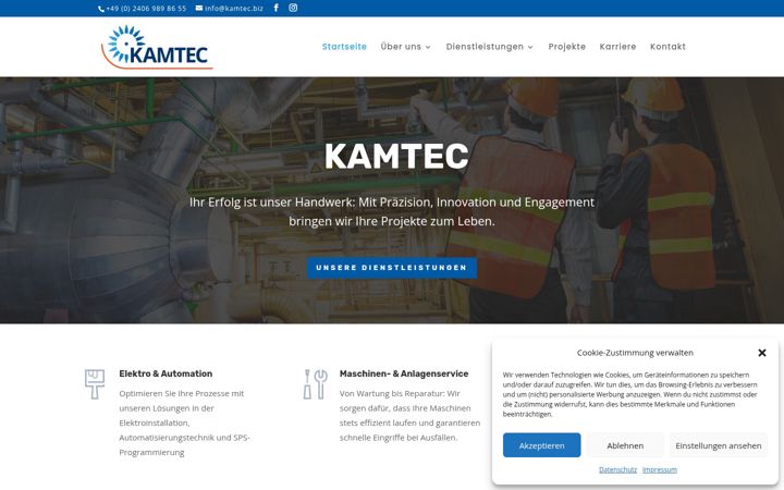 Screenshot of kamtec-group.de
