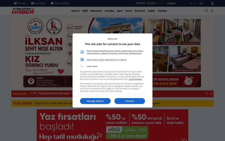 Screenshot of kamudanhaber.net