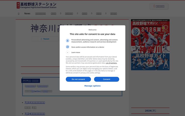 Zrzut ekranu kanagawa-baseball.com