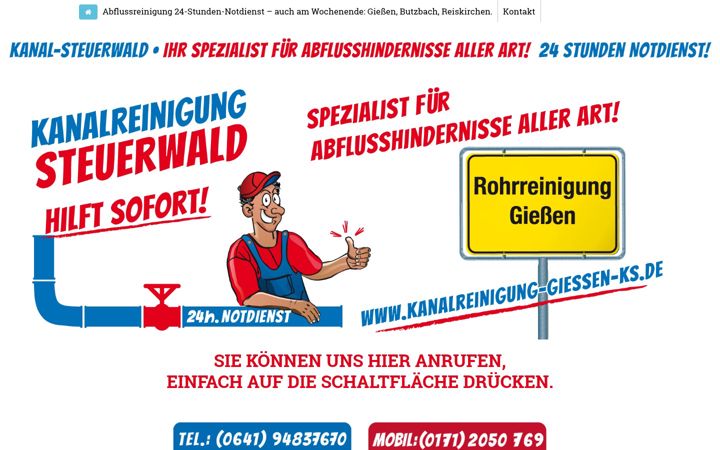 Screenshot of kanalreinigung-giessen-ks.de