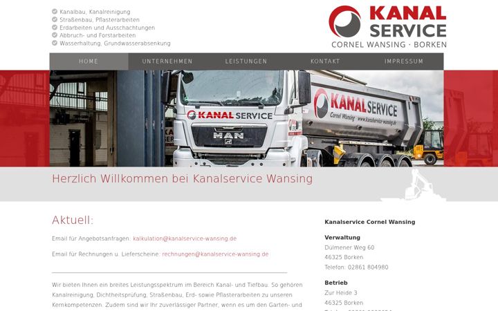 Screenshot of kanalservice-wansing.de