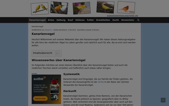 Screenshot of kanarienvogelhaltung.de
